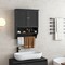 Black MDF Wall-Mounted Bathroom Cabinet with Adjustable Shelves and Towel Bar